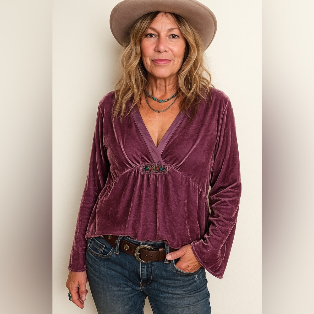 J. Jill Western Boho Velvet Blouse